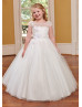 Ivory Lace Tulle 3D Flowers Sweet Flower Girl Dress